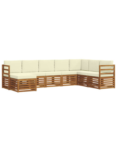 Set divani 8 pcs Naturale e Crema Legno di Acacia Massello