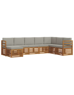 Set divani con cuscino 8 pcs Grigio Naturale e Chiaro 2