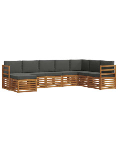 Set divani 8 pcs Naturale e Antracite Legno di Acacia Massello 2
