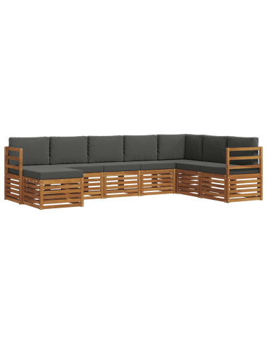 Set divani 8 pcs Naturale e Antracite Legno di Acacia Massello
