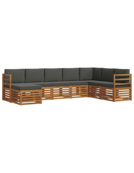 Set divani 8 pcs Naturale e Antracite Legno di Acacia Massello