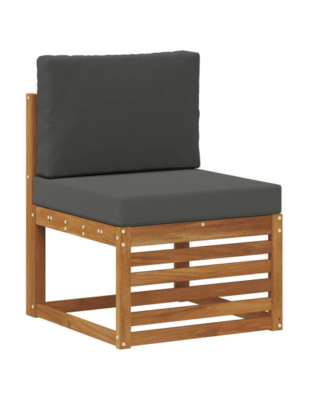 Set divani 8 pcs Naturale e Antracite Legno di Acacia Massello