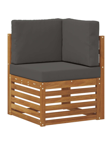 Set divani 8 pcs Naturale e Antracite Legno di Acacia Massello