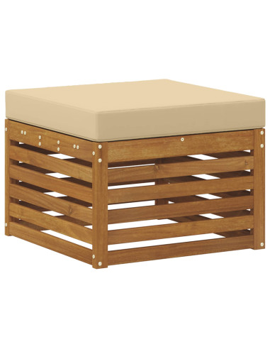 Set divani 8 pcs Naturale e Beige Legno di Acacia Massello