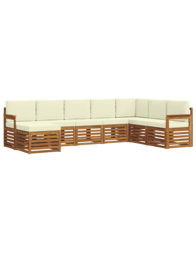 Set divani 8 pcs Naturale e Crema Legno di Acacia Massello