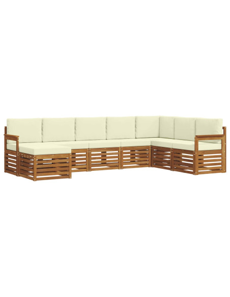 Set divani 8 pcs Naturale e Crema Legno di Acacia Massello