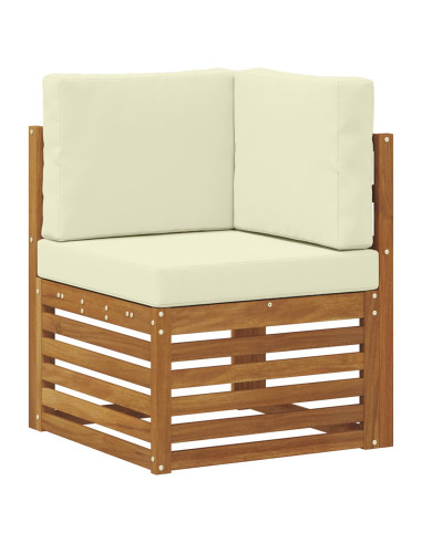 Set divani 8 pcs Naturale e Crema Legno di Acacia Massello