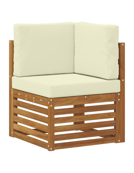 Set divani 8 pcs Naturale e Crema Legno di Acacia Massello