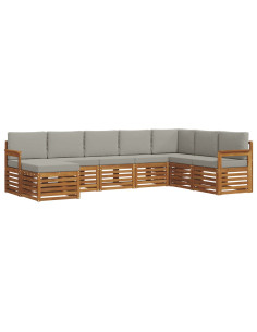 Set divani con cuscino 8 pcs Grigio Naturale e Chiaro 2