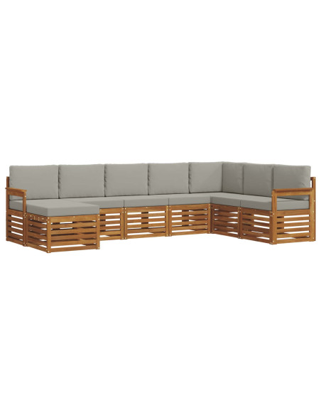 Set divani con cuscino 8 pcs Grigio Naturale e Chiaro