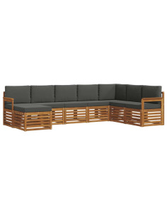 Set divani 8 pcs Naturale e Antracite Legno di Acacia Massello 2