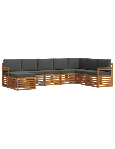 Set divani 8 pcs Naturale e Antracite Legno di Acacia Massello