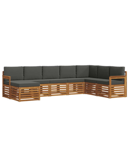 Set divani 8 pcs Naturale e Antracite Legno di Acacia Massello