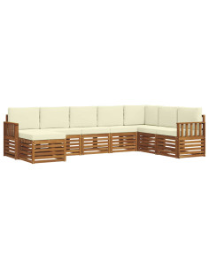 Set divani 8 pcs Naturale e Crema Legno di Acacia Massello 2