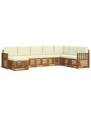 Set divani 8 pcs Naturale e Crema Legno di Acacia Massello