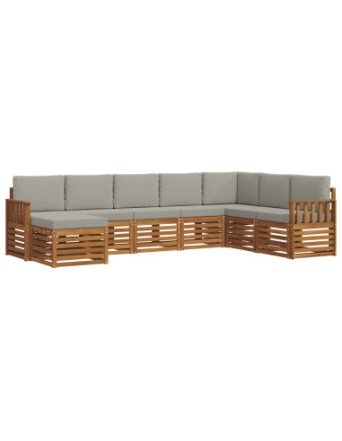 Set divani con cuscino 8 pcs Grigio Naturale e Chiaro