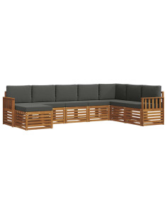 Set divani 8 pcs Naturale e Antracite Legno di Acacia Massello 2