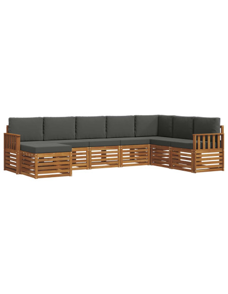 Set divani 8 pcs Naturale e Antracite Legno di Acacia Massello