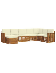 Set divani 8 pcs Naturale e Crema Legno di Acacia Massello 2