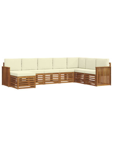 Set divani 8 pcs Naturale e Crema Legno di Acacia Massello