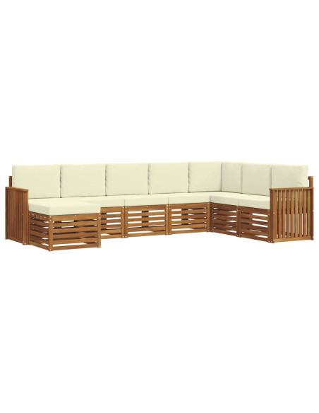Set divani 8 pcs Naturale e Crema Legno di Acacia Massello