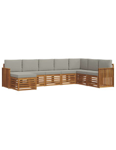 Set divani con cuscino 8 pcs Grigio Naturale e Chiaro 2