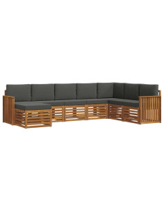 Set divani 8 pcs Naturale e Antracite Legno di Acacia Massello 2