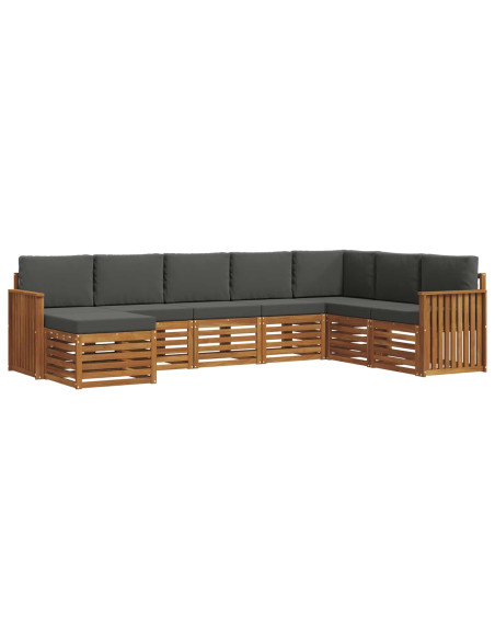 Set divani 8 pcs Naturale e Antracite Legno di Acacia Massello