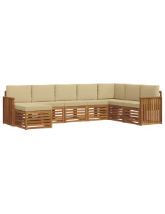Set divani 8 pcs Naturale e Beige Legno di Acacia Massello 2