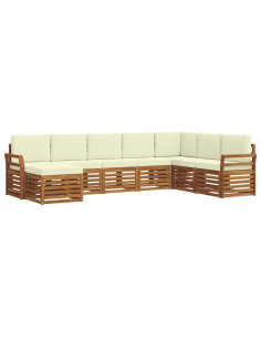 Set divani 8 pcs Naturale e Crema Legno di Acacia Massello 2