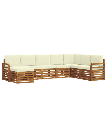Set divani 8 pcs Naturale e Crema Legno di Acacia Massello
