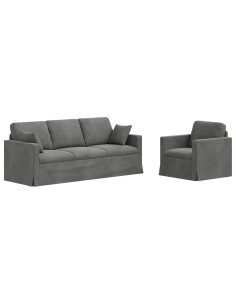 Set di divani 2 pcs Grigio scuro 198 x 78 x 80 cm Velluto 2
