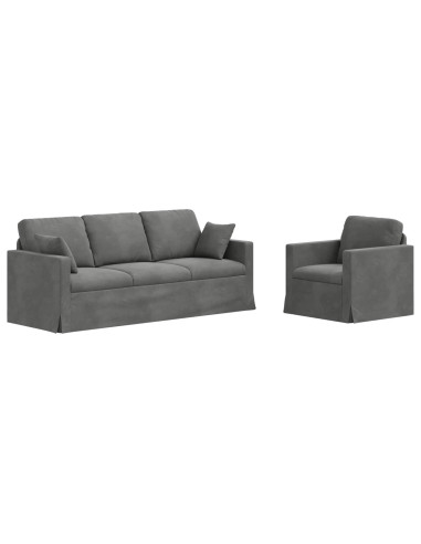Set di divani 2 pcs Grigio scuro 198 x 78 x 80 cm Velluto