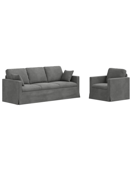 Set di divani 2 pcs Grigio scuro 198 x 78 x 80 cm Velluto