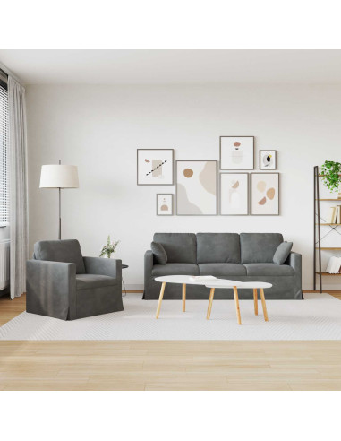 Set di divani 2 pcs Grigio scuro 198 x 78 x 80 cm Velluto