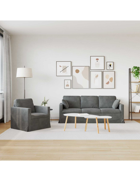 Set di divani 2 pcs Grigio scuro 198 x 78 x 80 cm Velluto