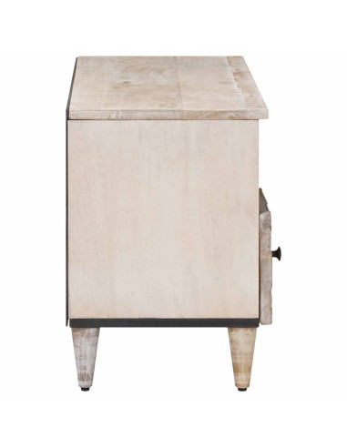 Mobile TV Bianco 100 x 33,5 x 46 cm Legno di mango massello