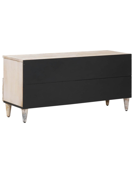 Mobile TV Bianco 100 x 33,5 x 46 cm Legno di mango massello