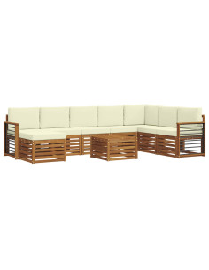 Set divani 9 pcs Naturale e Crema Legno di Acacia Massello 2
