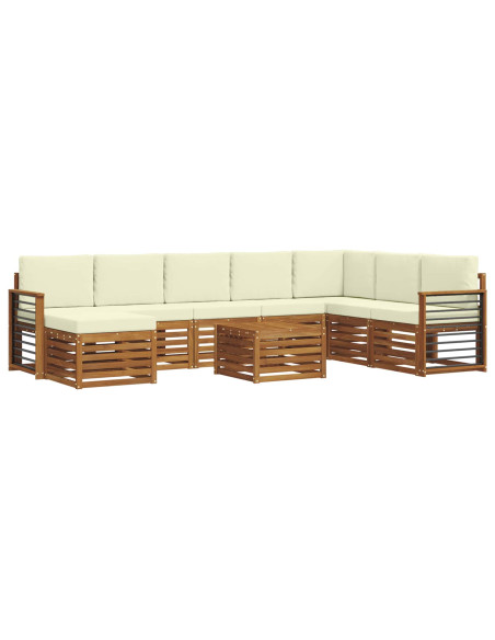 Set divani 9 pcs Naturale e Crema Legno di Acacia Massello