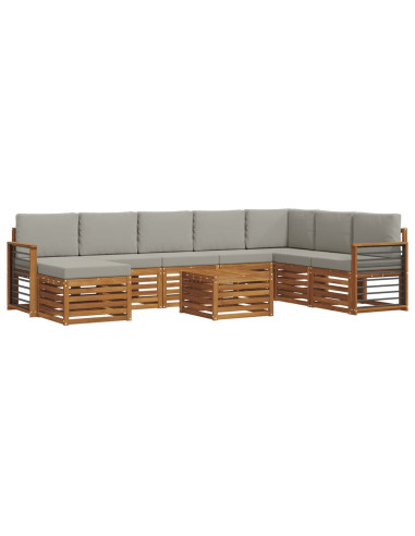 Set divani con cuscino 9 pcs Grigio Naturale e Chiaro