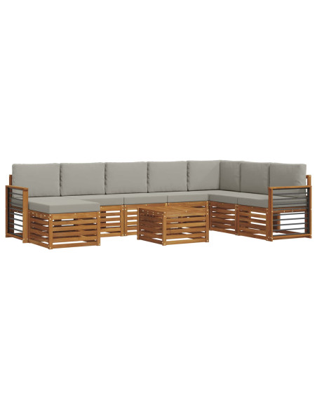 Set divani con cuscino 9 pcs Grigio Naturale e Chiaro