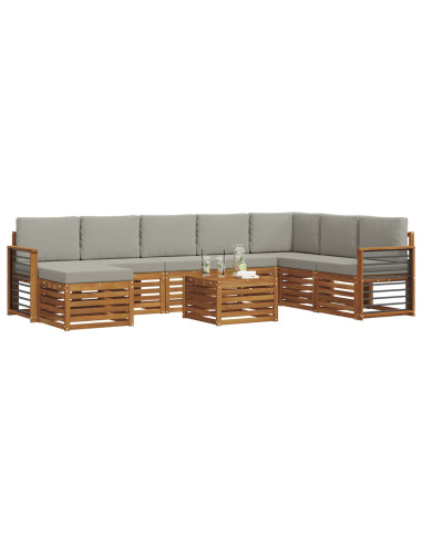 Set divani con cuscino 9 pcs Grigio Naturale e Chiaro