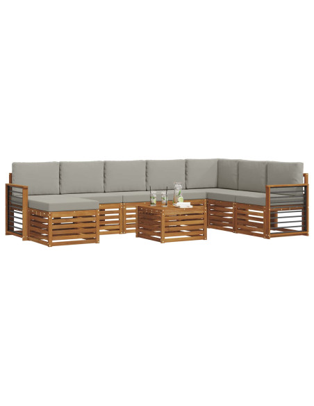 Set divani con cuscino 9 pcs Grigio Naturale e Chiaro