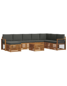 Set divani 9 pcs Naturale e Antracite Legno di Acacia Massello 2