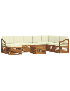 Set divani 9 pcs Naturale e Crema Legno di Acacia Massello 2