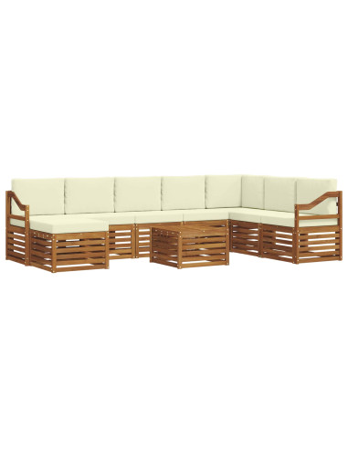 Set divani 9 pcs Naturale e Crema Legno di Acacia Massello
