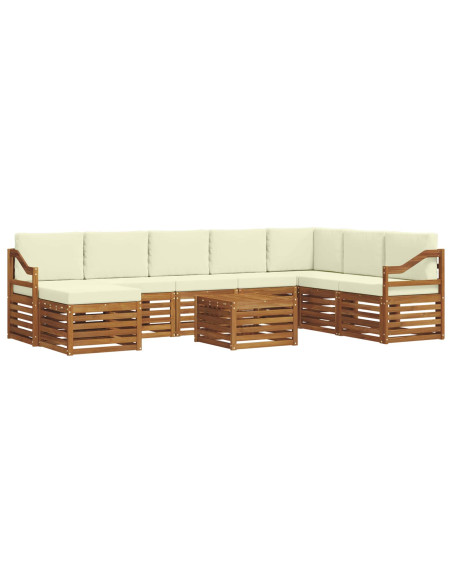 Set divani 9 pcs Naturale e Crema Legno di Acacia Massello