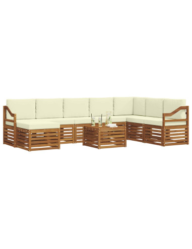 Set divani 9 pcs Naturale e Crema Legno di Acacia Massello