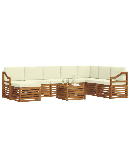 Set divani 9 pcs Naturale e Crema Legno di Acacia Massello